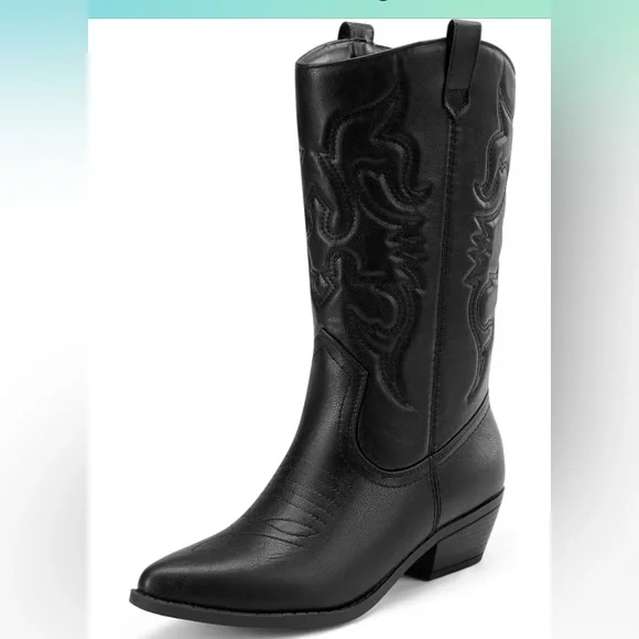 Cowgirl Boots Mid Calf Western Boots - Picture 4 of 9